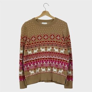 Charter Club Crewneck Sweater - Tan, Red, and Pink